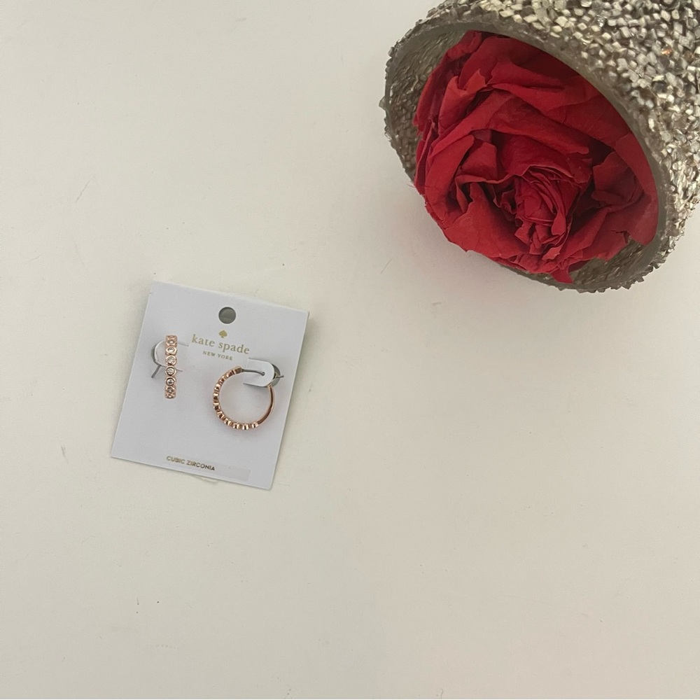 Kate Spade New York Crystal Rose Gold Loop Earrings - New With Tag - Reemoly